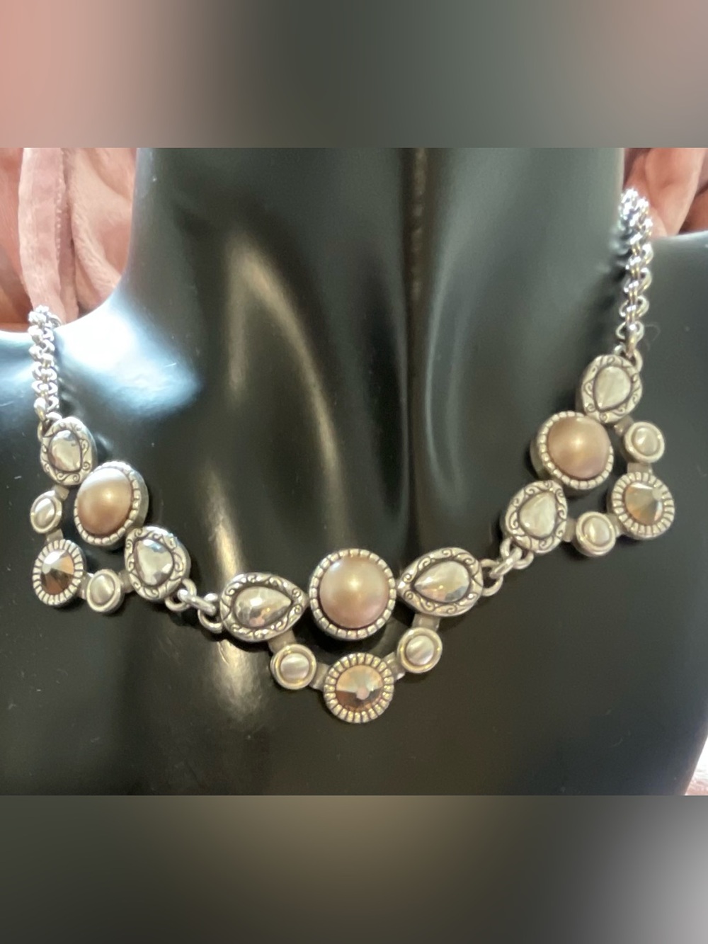 Brighton Pastille Collar Rose Crystal Pearl Necklace - Picture 2 of 5